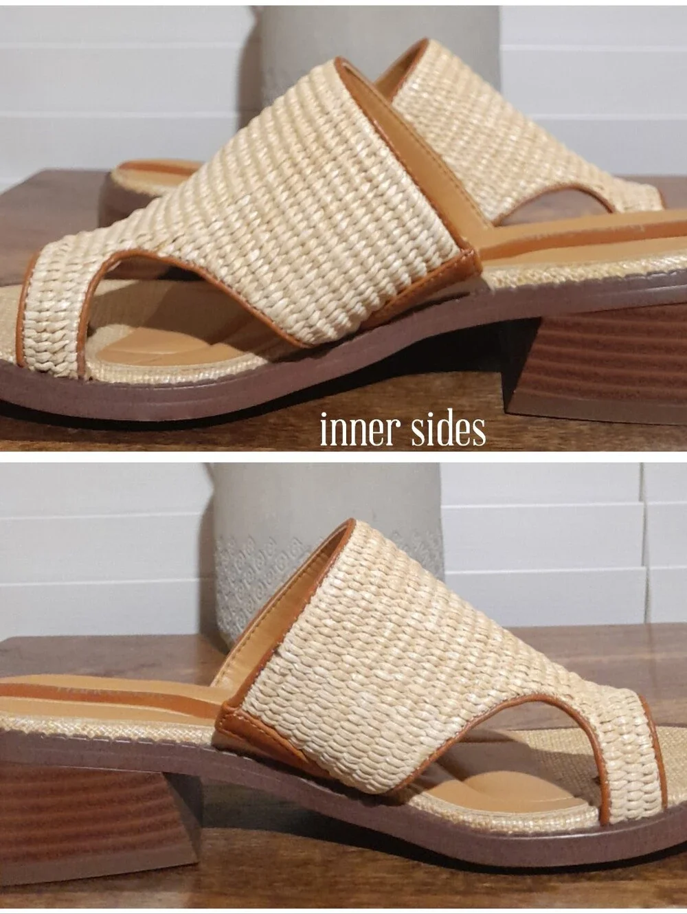 Franco Sarto Sia 2 Natural Material Block Heel Summer Coastal Beachy Sandals 9M